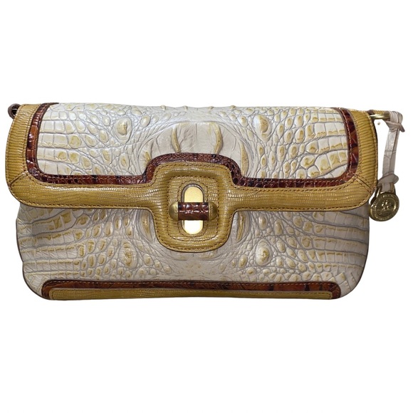 Brahmin Crocodile Embossed Leather Flap Front Shoulder Bag - Picture 7 of 7